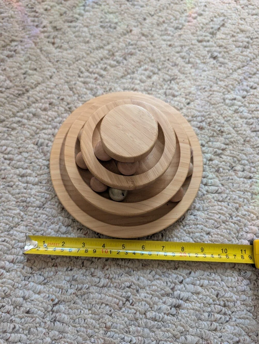 Wooden Multi Tier Cat Toy Ball Track Bell Interactive Enrichment Tower